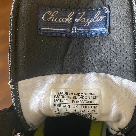 Unique Black Converse High Top’s M 5 W 7 - Picture 6 of 6